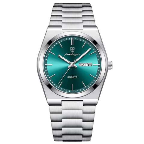 POEDAGAR Turquoise Dial Silver Bracelet