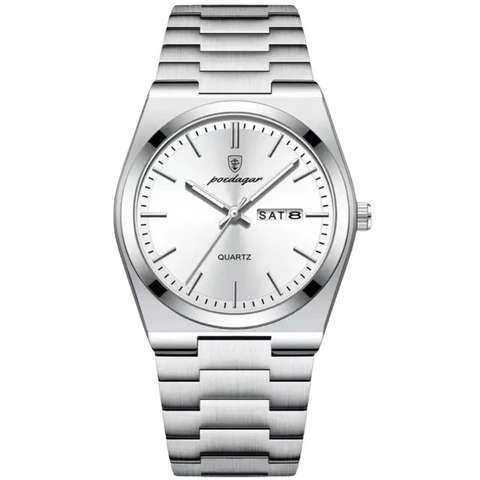 POEDAGAR White Dial Silver Bracelet